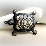 Black Brass Turtle Pendant,..
