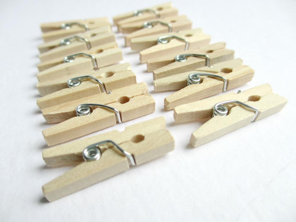 25 Mini Clothespins, Miniature Clothespins, Mini Clothes Clips, Mini