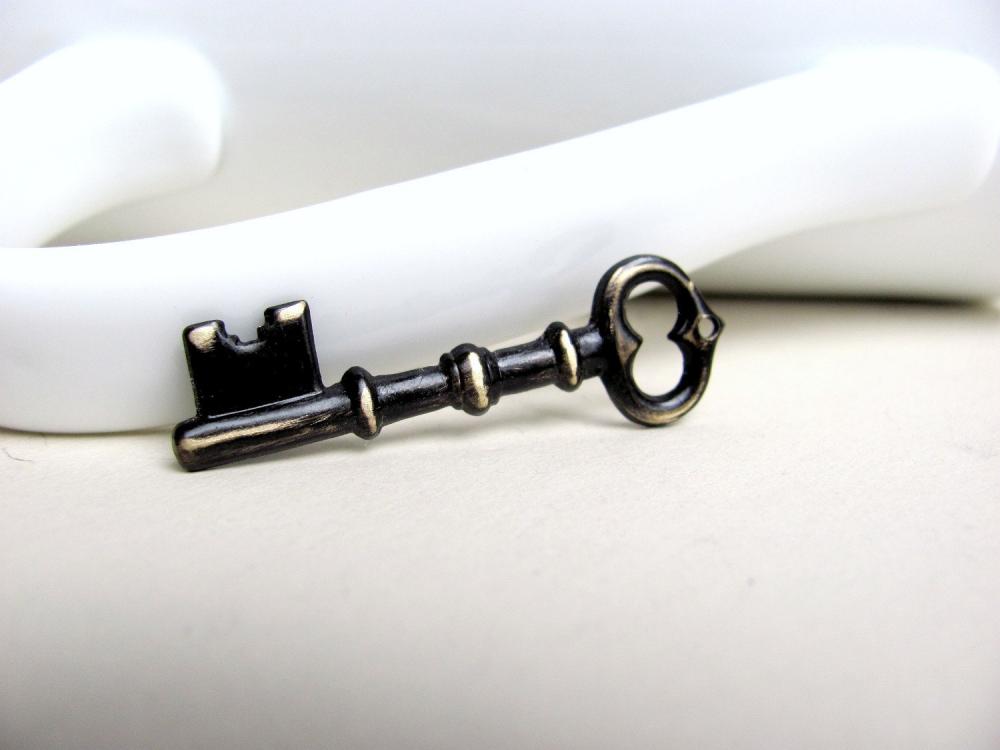 Black Hand Patina Brass Key Charm