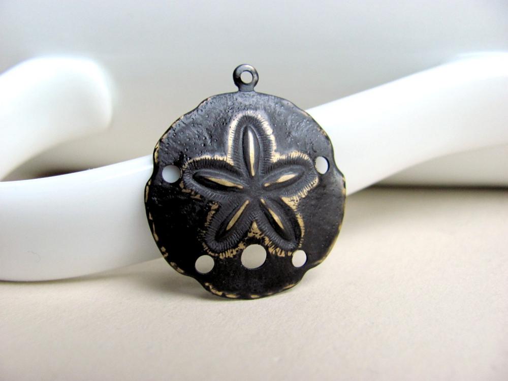 Black Patina SandDollar Charm Pendant