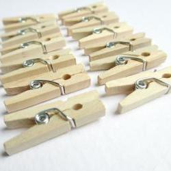 25 Mini Clothespins, Miniature Clothespins, Mini Clothes Clips, Mini Laundry Clips