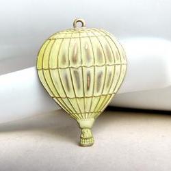 Hand Patina Hot Air Balloon, Cream Hot Air Balloon, Cream Patina, Brass Pendant