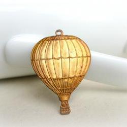 Gold Patina Hot Air Balloon Pendant, Hot Air Balloon Charm, Hot Air Balloon Pendant