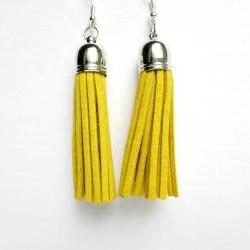 Mustard Tassel Earrings, Fringe Earrings