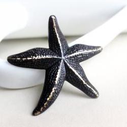 Starfish Pendant Brass Chocolate Brown Patina