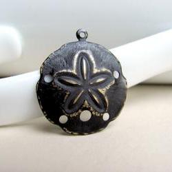 Black Patina SandDollar Charm Pendant
