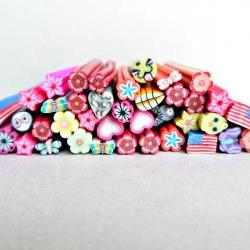 10 pcs of Mixed Polymer Clay Canes, Fimo Clay Nail Art, Scrapbooking Embellishments
