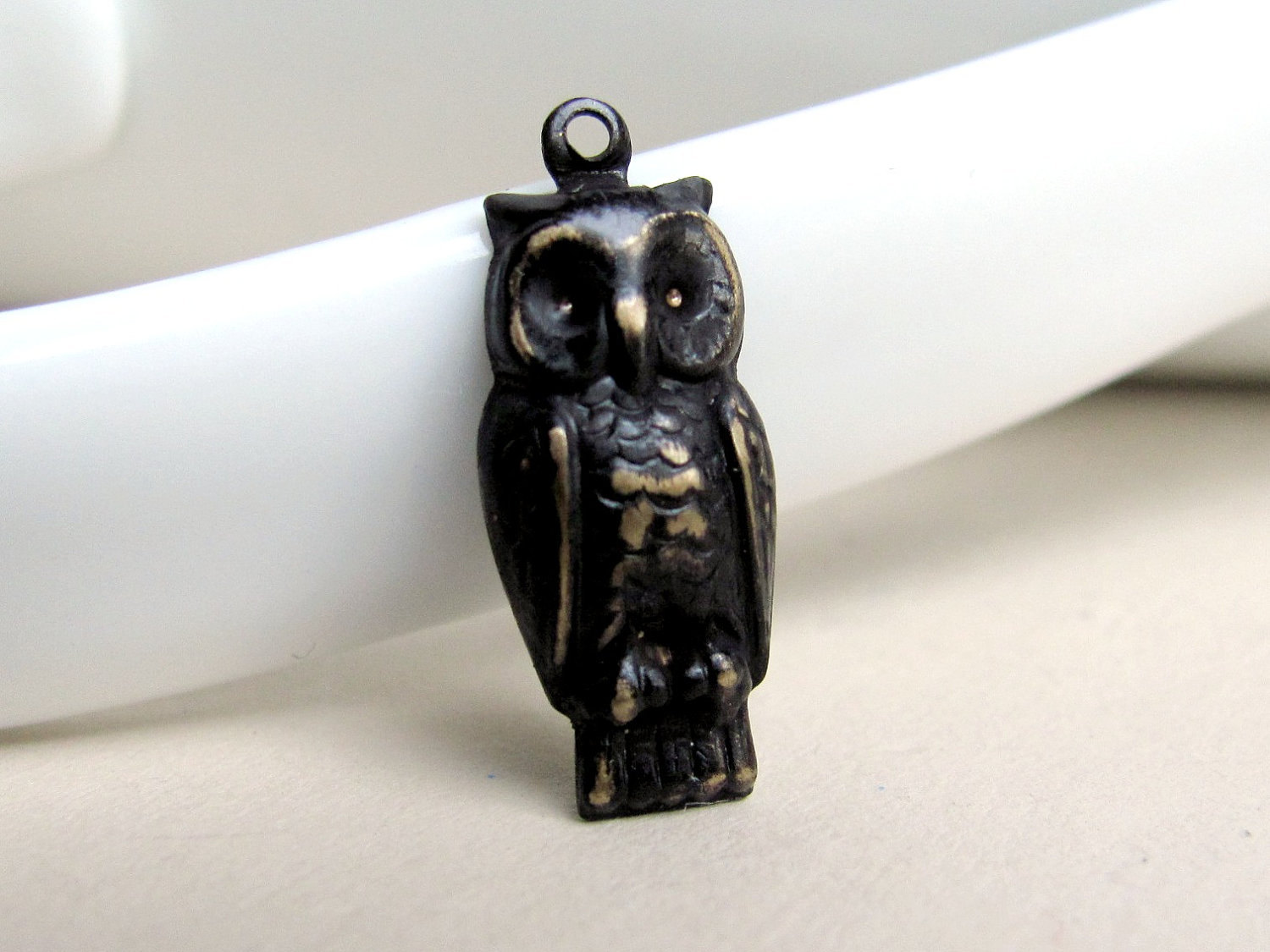 Black Brass Owl Charm, Pendant on Luulla